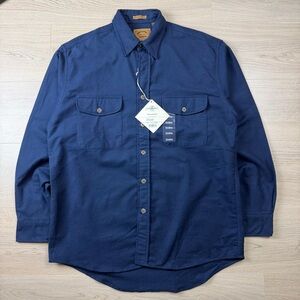 Vintage St John’s Bay Long Sleeve Chamois Buttonup Shirt Mens Medium Navy Blue